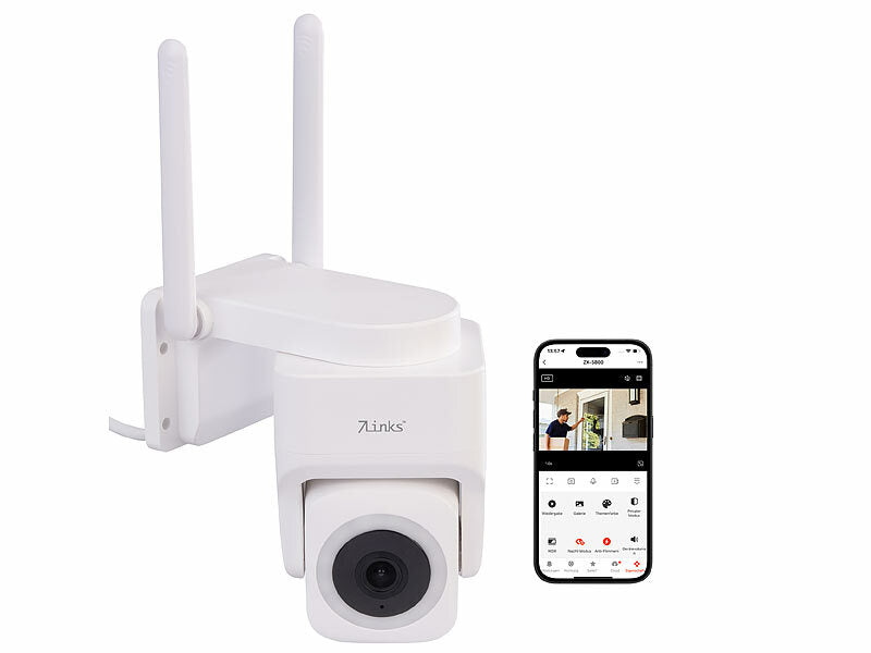 Pan-Tilt-Outdoorkamera mit 2K-Auflösung, 4 MP, Dualband-WLAN, Sirene