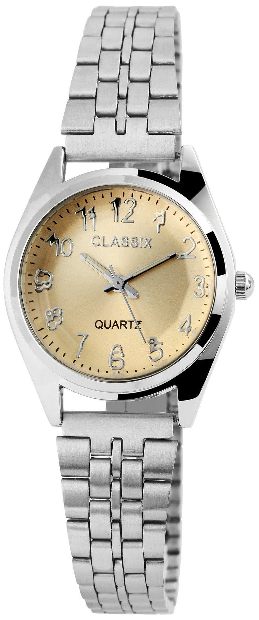 Clasixx Clasixx Damenarmbanduhr mit Metallband, silberfarben elektroniktrade Switzerland