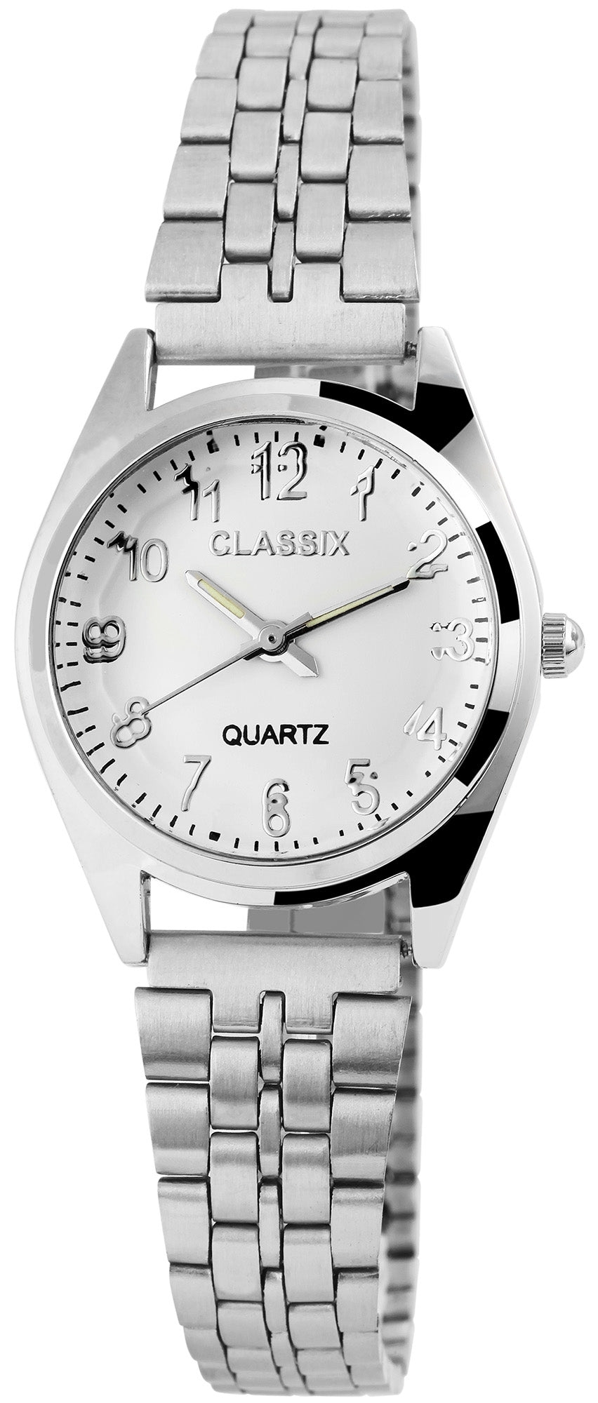 Clasixx Clasixx Damenarmbanduhr mit Metallband, silberfarben elektroniktrade Switzerland