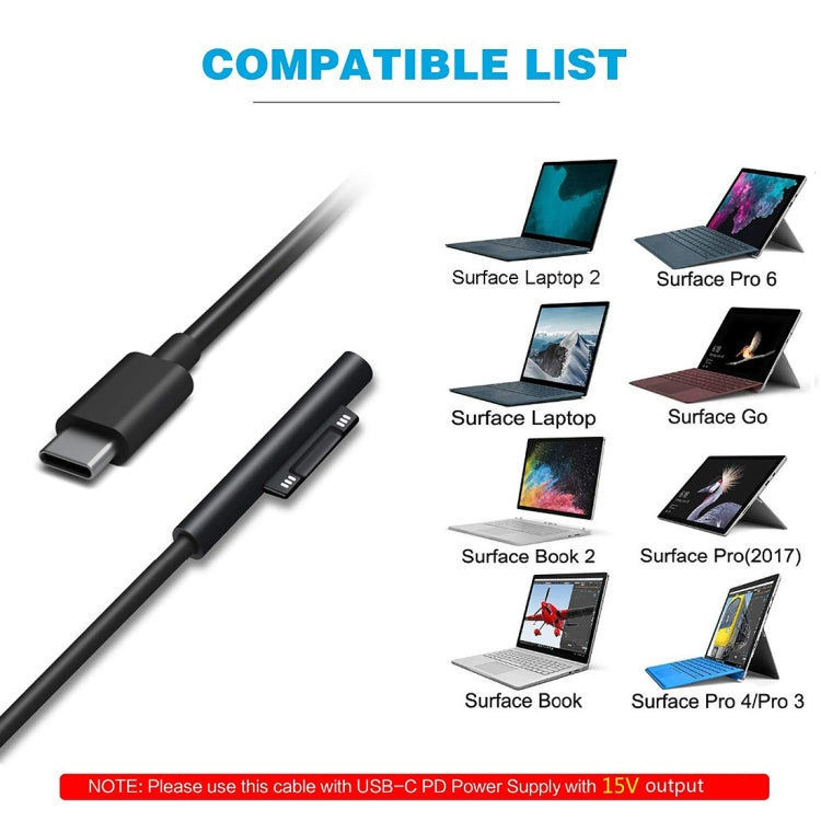 Elektroniktrade USB-C / Typ C-Stecker-Netzteil-Ladekabel für Microsoft Surface Pro 7/6/5/4/3 / Microsoft Surface Go elektroniktrade Switzerland