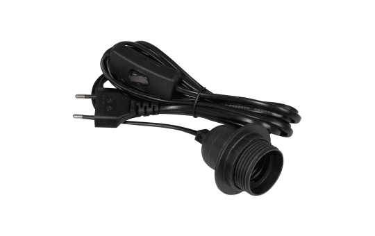 McPower EURO-NETZKABEL MIT SCHNURSCHALTER UND E27 FASSUNG 1,8M, Weiss / Schwarz 3,5m elektroniktrade Switzerland